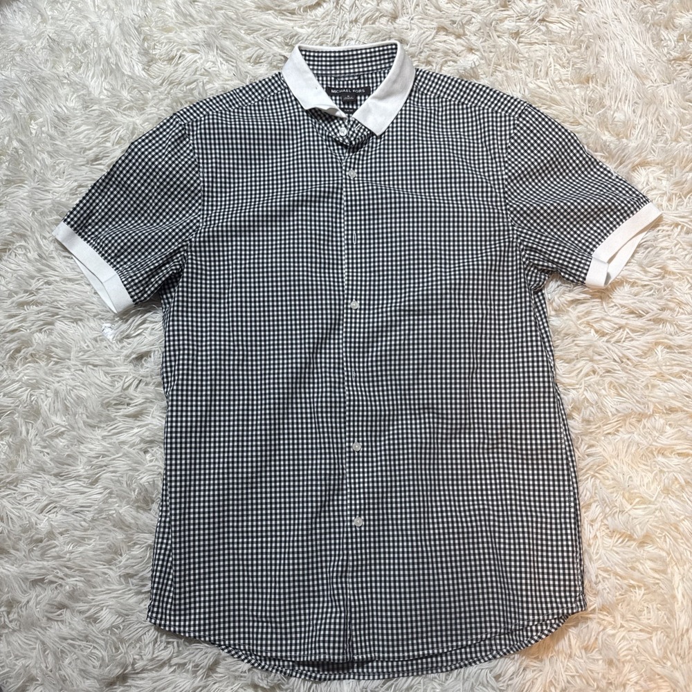 Michael‎ Kors Mens Medium Slim Fit Short Sleeve Button Up